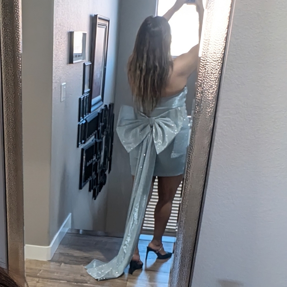 Windsor Glittering Silver Dress with Bow - Picture 4 of 5